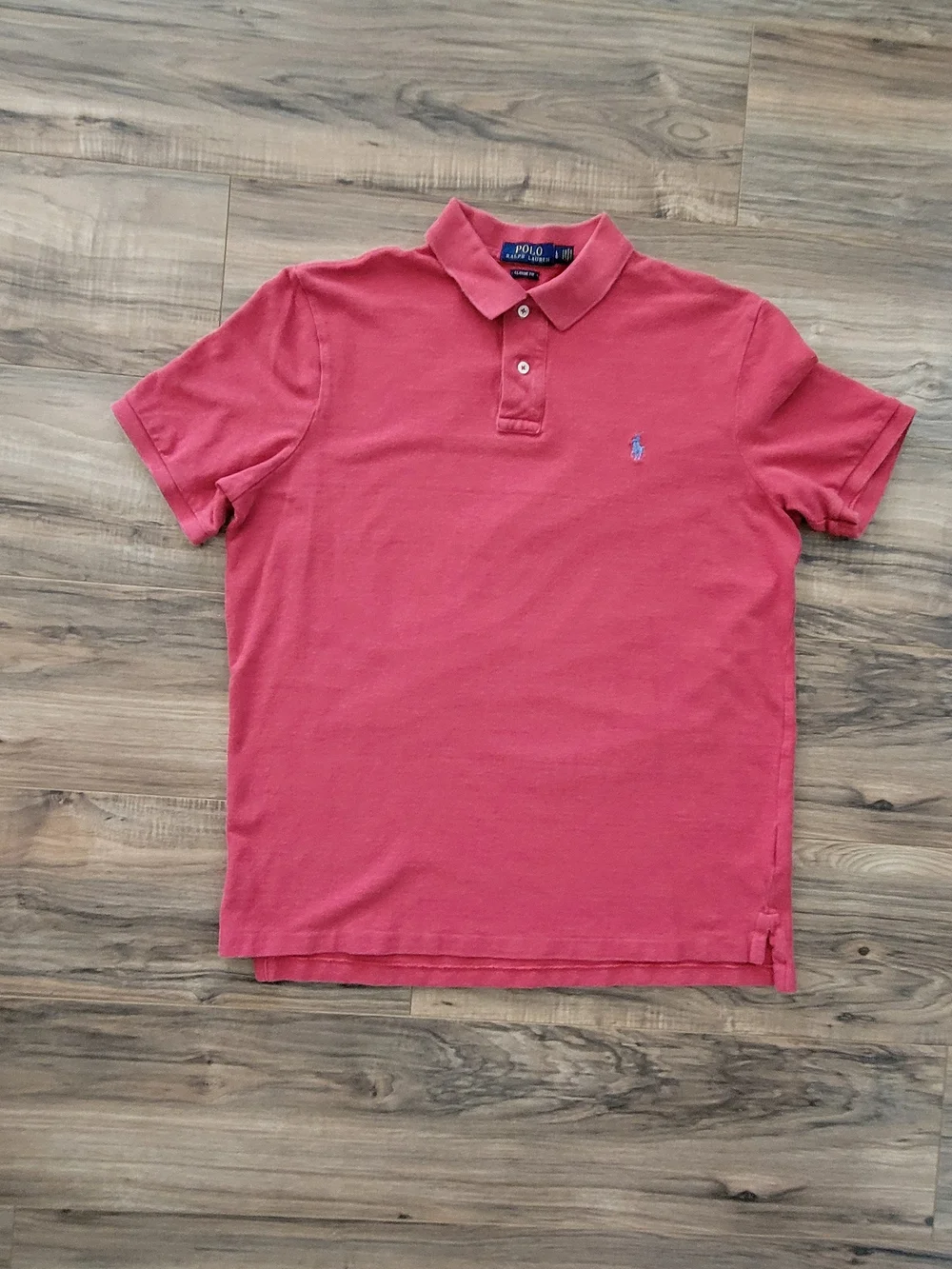 Ralph Lauren Men’s Coral Red Pink Polo with Blue Pony